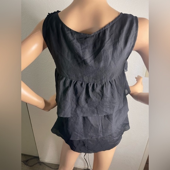 J.crew Womens Ruffle Raw Hem Sleeveless Shirt/Top Sz 0 Side Zip 100% Silk - Picture 6 of 7